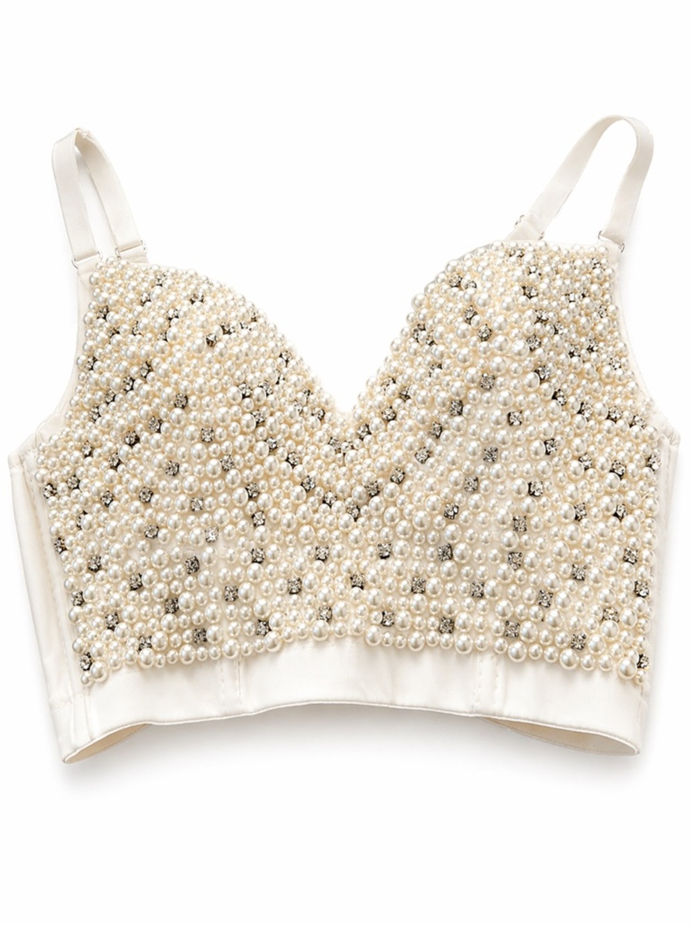 Windsor Ivory Pearl Embellished Bralette Crop Top Size S